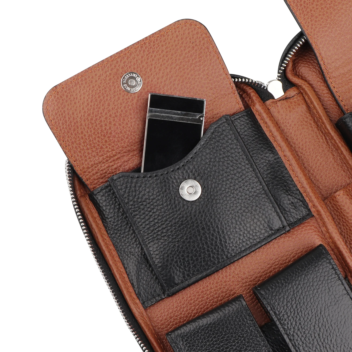 Custom Genuine Leather Cigar Case Travel  Cigar Pouch Box for 5-6 Cigars