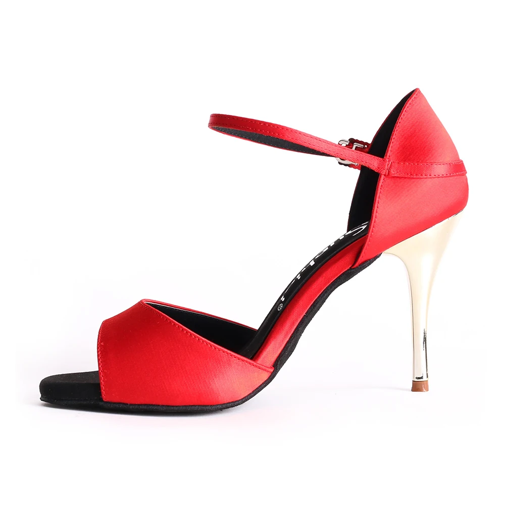 
Suphini red satin slim heel dance shoes high heel sandals for women party dance club high heel shoes 