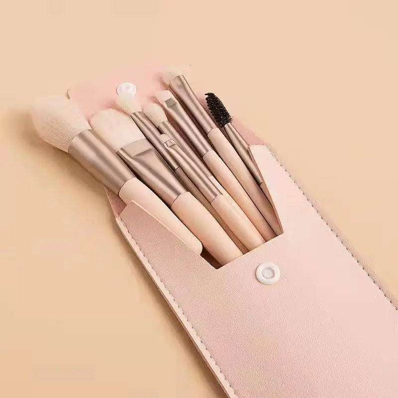 2024 Wholesale Professional 8Pcs Travel Mini Makeup Brush Set With PU Bag
