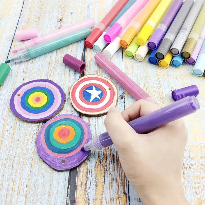 Custom 12 Colors DIY Painting Permanent Waterproof Fine Tip Acrylic Paint Marker Pen Set