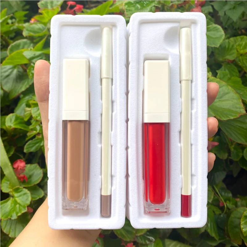 Low MOQ liquid matte lip kit lipstick set lipgloss with lip liner set