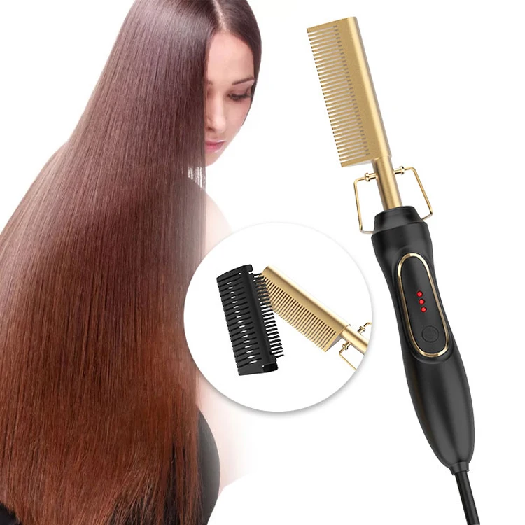 
Wholesale Electric Hot Comb Copper Coil Hair Straightener Personal Wigs Straight Hair Comb Hair Straightener Brush 