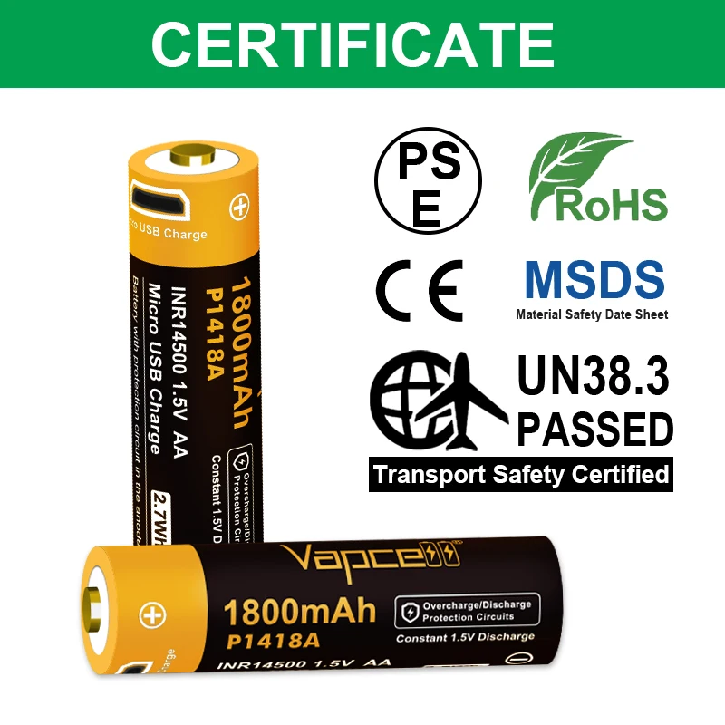 Vapcell P1418A 14500 высокотехнологичный USB аккумулятор 1800 мАч 1 5 В литий-ионный Ce Zero 9 электрический скутер сменный сохраняет сухость