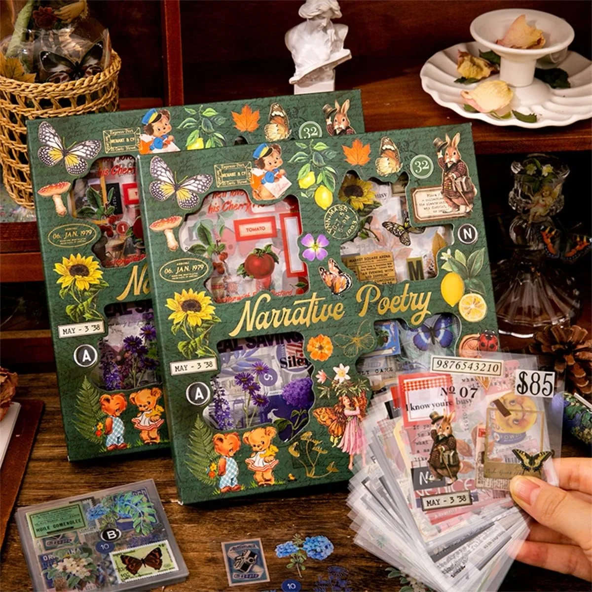 Hot Sale Aesthetic Junk Journal Craft Plants Floral Scrapbook Stickers Kit Vintage Nature Scrapbook Stickers