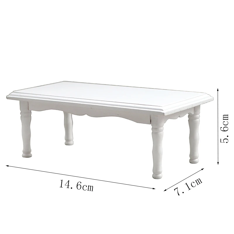 1:12 Wooden Dollhouse Miniature Furniture Restaurant Micro Scene Model Decoration White Dining Table Chair