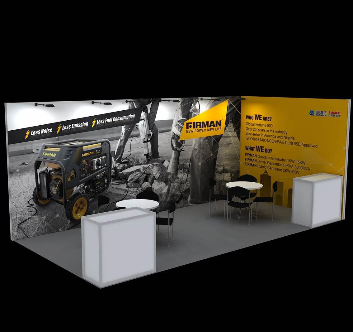 Exhibition Aluminum Alloy Display Shows Tension Fabric Backdrop Stand 3X6M tension fabric booth with lights and counter