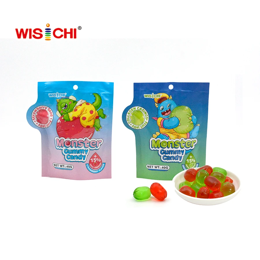 Free sample OEM Vegan collagen casing candy customized candy sweet halal fruit gummy