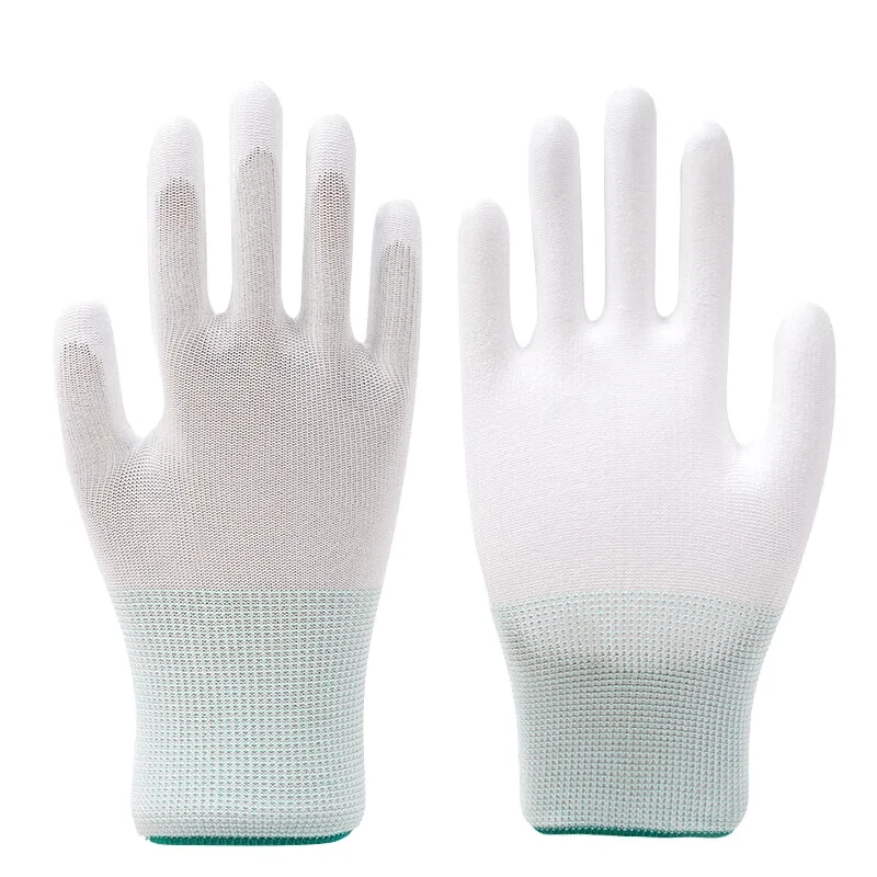Wholesale ANSI Certified Anti-Static PU Work Safety Gloves XL White Nylon Lining Wear-Resistant Dust-Free Finger Coated Palm