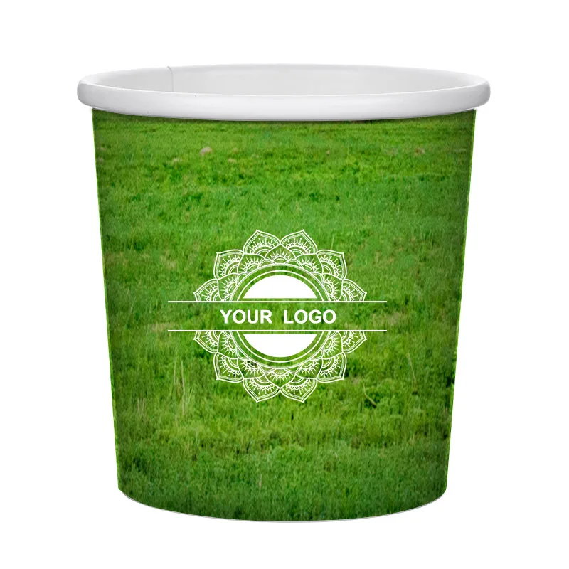 Logo Printed Disposable Paper Coffee Cups Salad Bowl With Lid Karton Bardak Foodcontainer Box Papercup Greaseproof Papper Cup