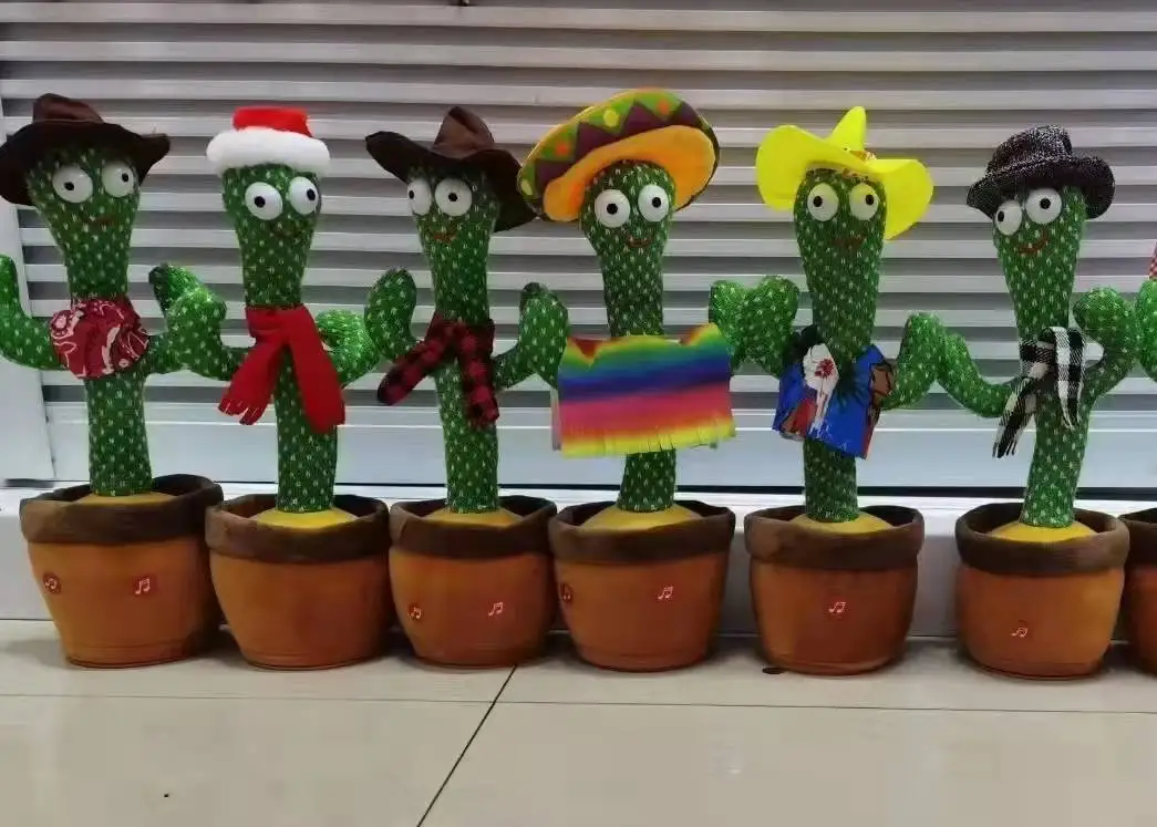 New Arrival Talking Glowing Electric Plush Cactus Toys Singing Songs Dancing Fancy Plush Doll Dancing Cactus Toy Kids Gift