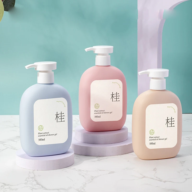 High Quality HDPE Shampoo Body Wash Lotion Pump Bottle Plastic Round Bottle 300ml Skin Care Packaging Accepted