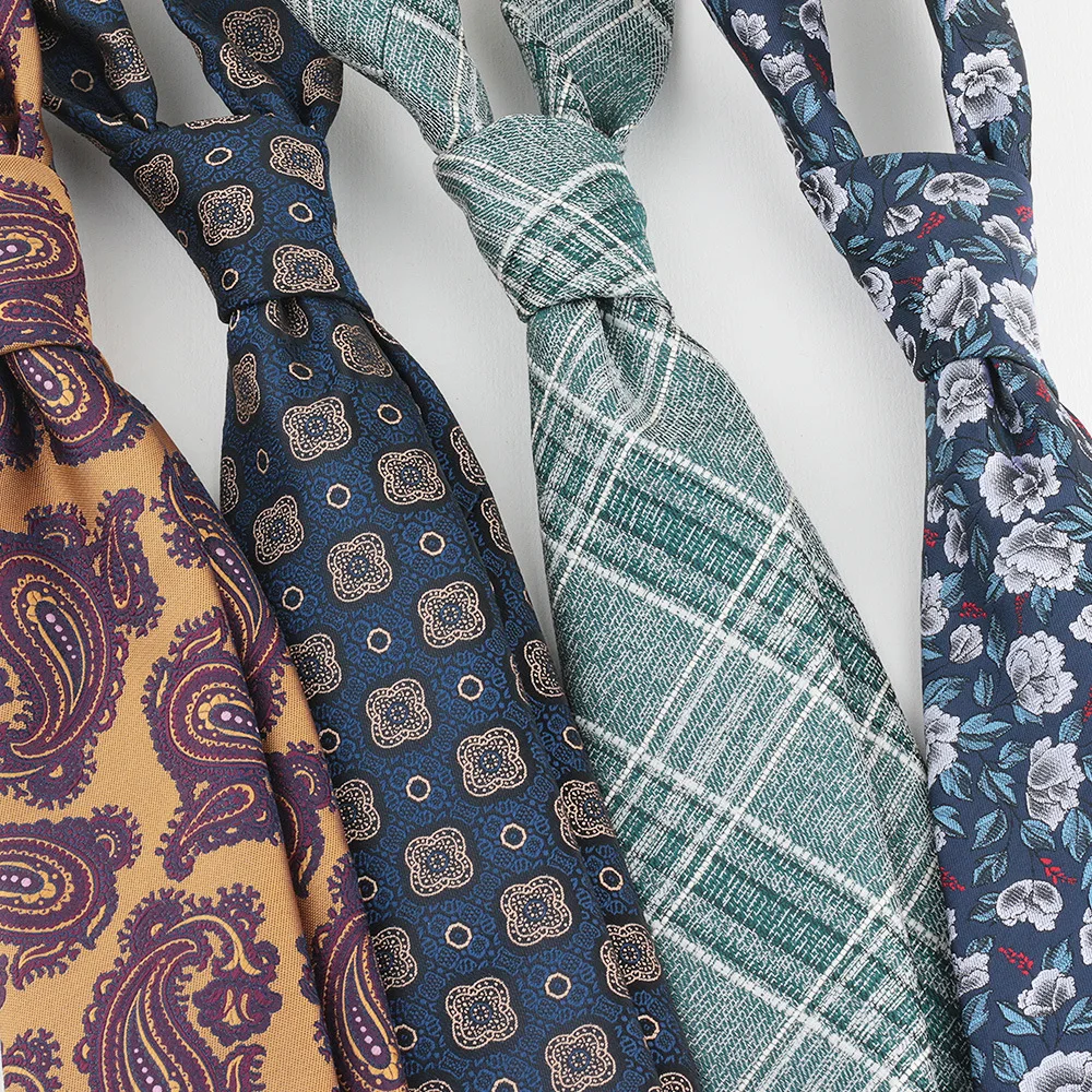 2023 Newest Floral Striped Dots Neck Ties For Business Mens Necktie Khaki Brown Color Vintage Suits Shirt Cravats Wedding Gifts