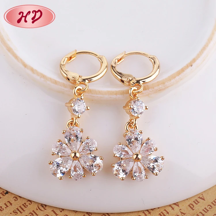 Fashion crystal 18k gold plated zircon womens earring Long Hanging drop Earrings jewelry for women Girls