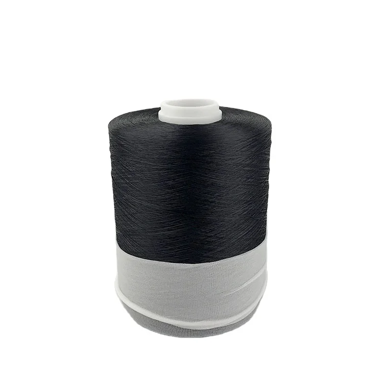 Hot selling 210D/2 dope-dyed yarn black polyester thread with dye bobbin FDY thread for sewing,weaving