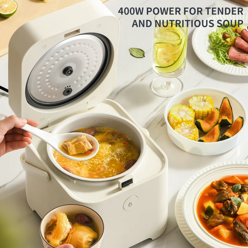 Small Multi Cooker Pot Heating Electric Cooking Rice Cooker 2 Litre New Style Portable Travel Stainless Steel Cylinder 400W 220