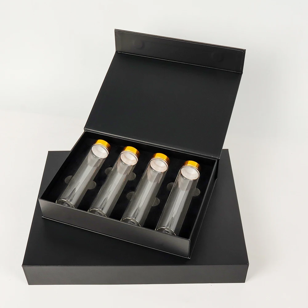 Custom Luxury Package Magnetic Paper Gift Box Black Satin Insert Lined Gift Box Packaging