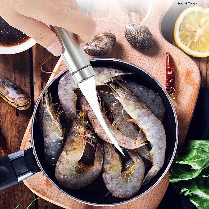 Stainless Steel Cleaning Fish Peeler Cutter Belly Intestine Stripper Shrimp Knife Kitchen Shrimp Thread Knife