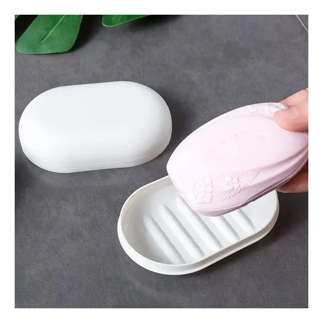 Plastic Bathroom Shower Double Layered Soap Box Tray Dish Storage Holder Plate Home Travel