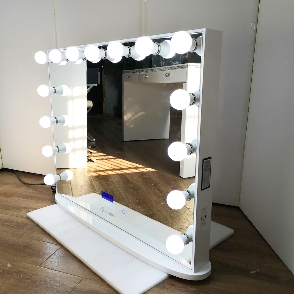 В наличии в США! Деревянное Безрамное зеркало Docarelife для салона, роскошное голливудское зеркало с подсветкой, беспроводной динамик