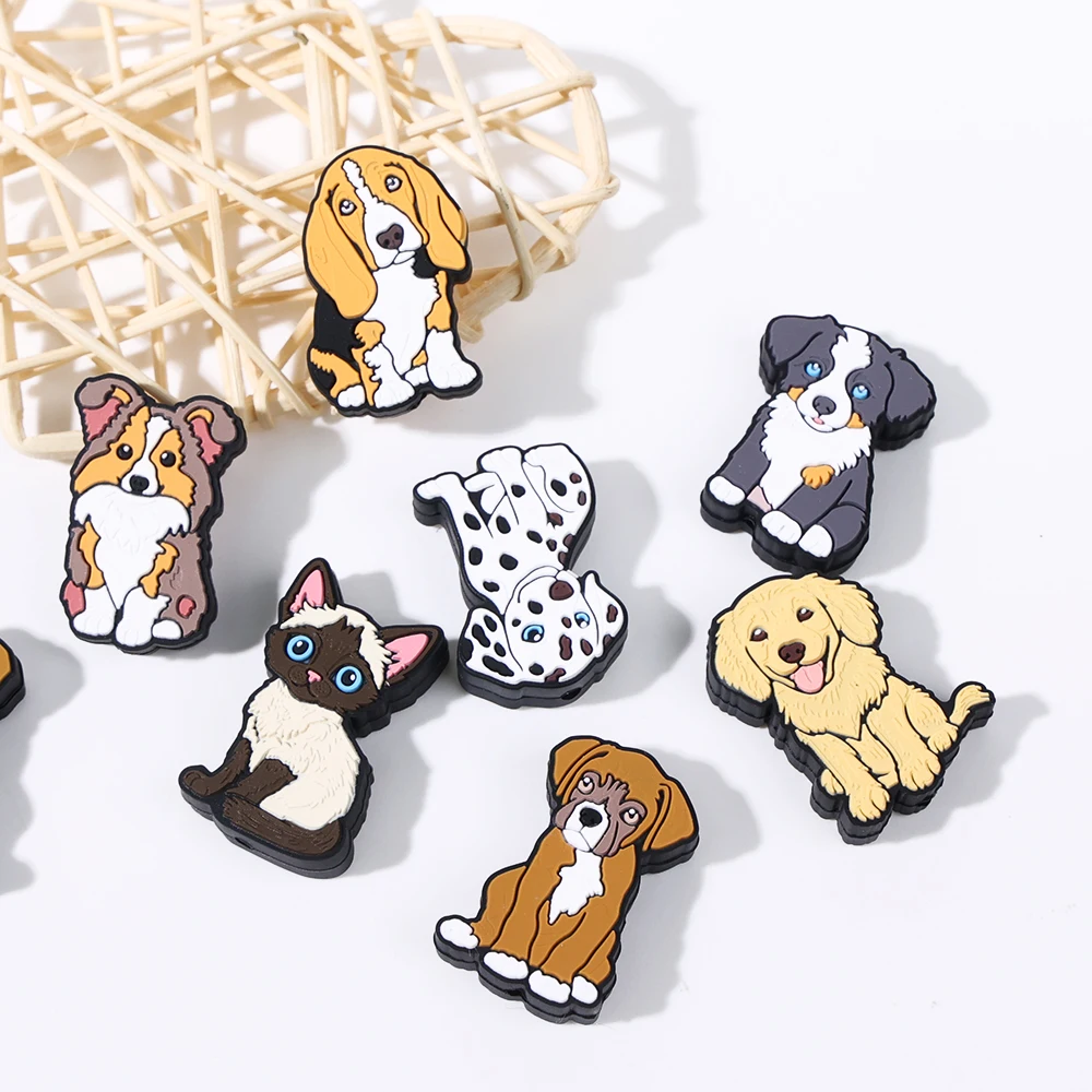 Wristlet Keychain Bracelet Pet Dog Focal Beads Silicone Diy Drawing Board New Silicone Dog Focal Beads For Pen Making