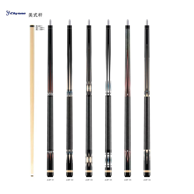 customized logo  maple wood 3/8-18 joint pins PU leather wrap sticker billiard pool cue