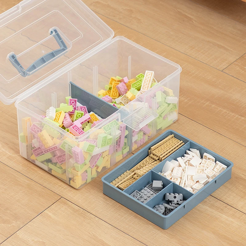 Multi-functional Plastic double layer toys Storage Boxes with Lego blocks storage organizer with Lid