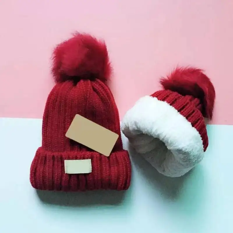 with tag package Women winter pom poms fur ball hat knitted beanies brand designer