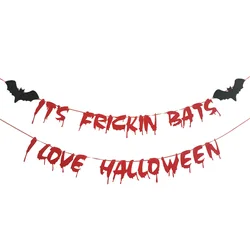 Bat Bloody Style Halloween Party House Front Door Wall Window Decorative Happy Halloween Bloody Weapon Hanging Banner