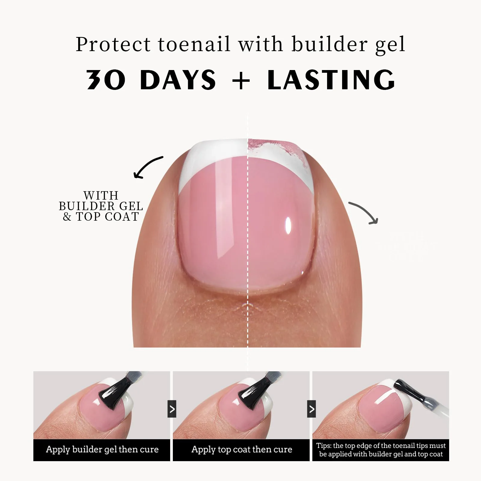 3 In 1 Soft Gel Soak Off French Foot Nail Beauty Salon Frosted Foot Nail Patches Wholesale Press On Toe Nail Box