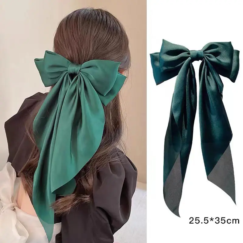 Red Ribbon Bow Hair Clip Summer the Back of Head Hair Clip Super Fairy Headdress Elegant Clip for Women