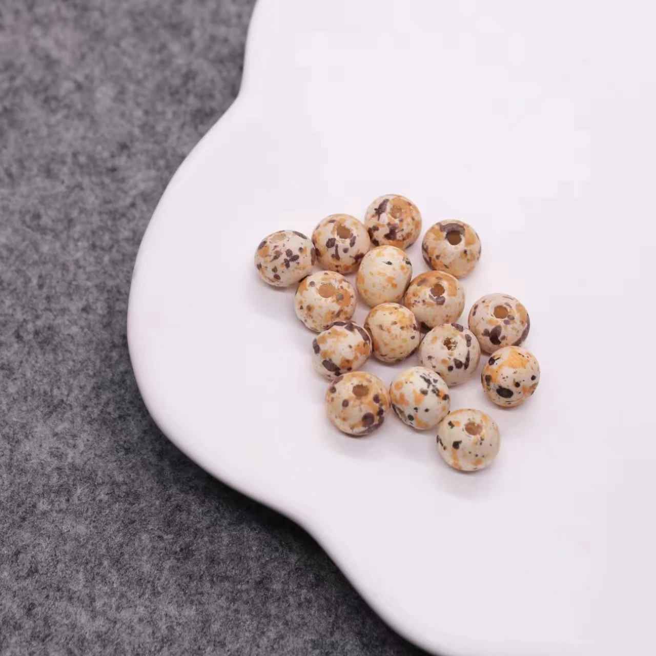 New Pattern Wooden Ball Natural Wood Unfinished Multi color Spot Beads for DIY Jewelry Accessories