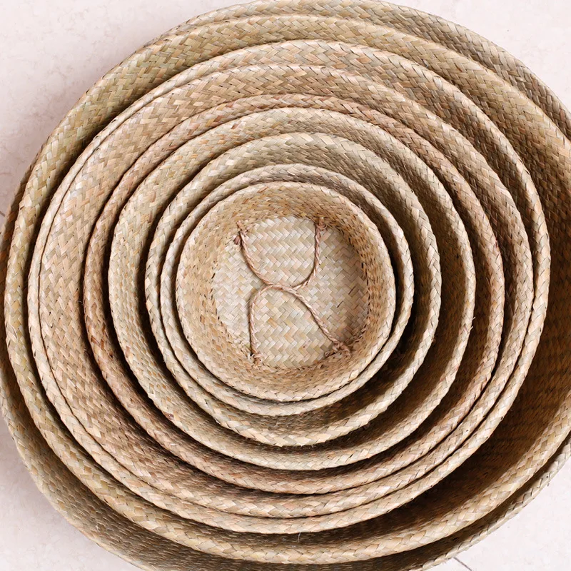 
Home Organizer Handheld Flowerpot Belly Storage Sea grass Woven Flower Paint Oil Basket Handmade Planter 