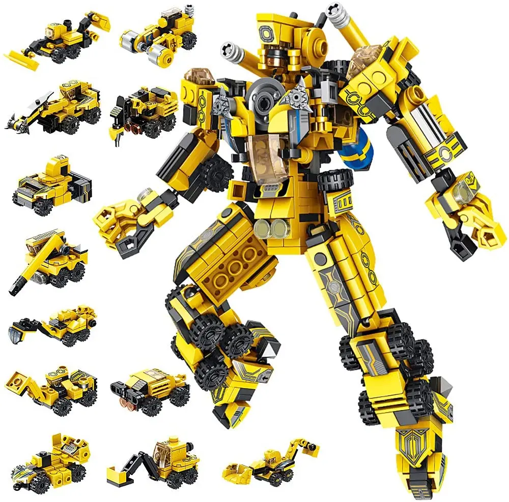 STEM Building Toys for Kids 12-in-1 Engineering Building Bricks Construction Vehicles Kit Robot Buildingblock