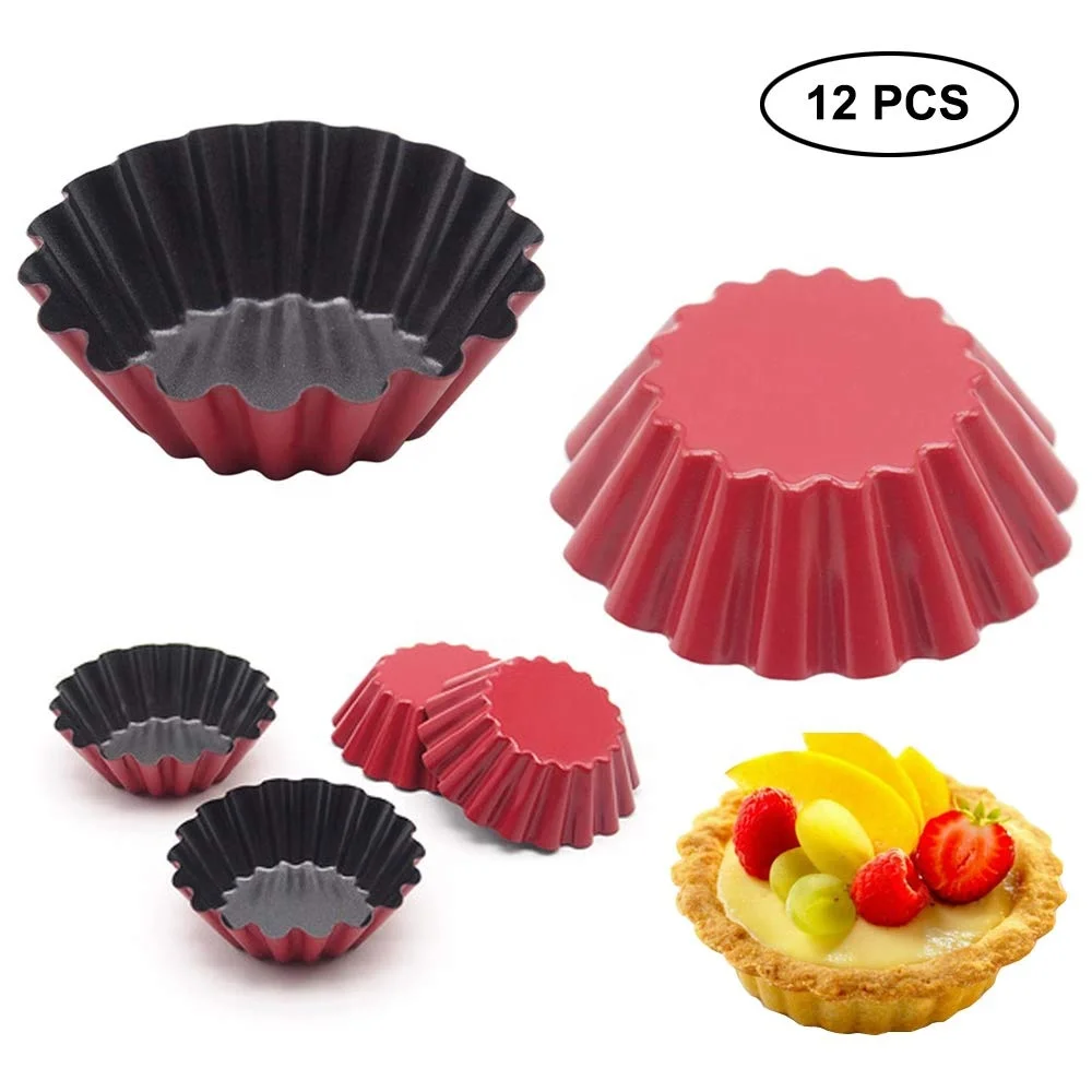 
Carbon Steel Mini Round Tart Pans Cupcake Cake Cookie Pudding Lined Mould Tin Baking Tool egg tart mold cake mold Mini Egg Tart Pans