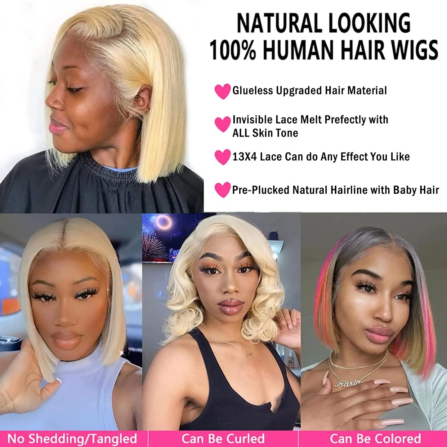 13*4 Lace Front Short Pixie Cut Wig For White Women Perruque 13x4 HD Lace Frontal 613 Honey Blonde Human Hair Wig