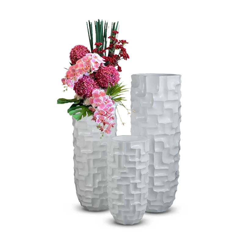 70/90/120/150cm XXL Floor Vase Factory Wholesale Floor Vases Tall Large White Cylinder Fiberglass Floor Flower Vase