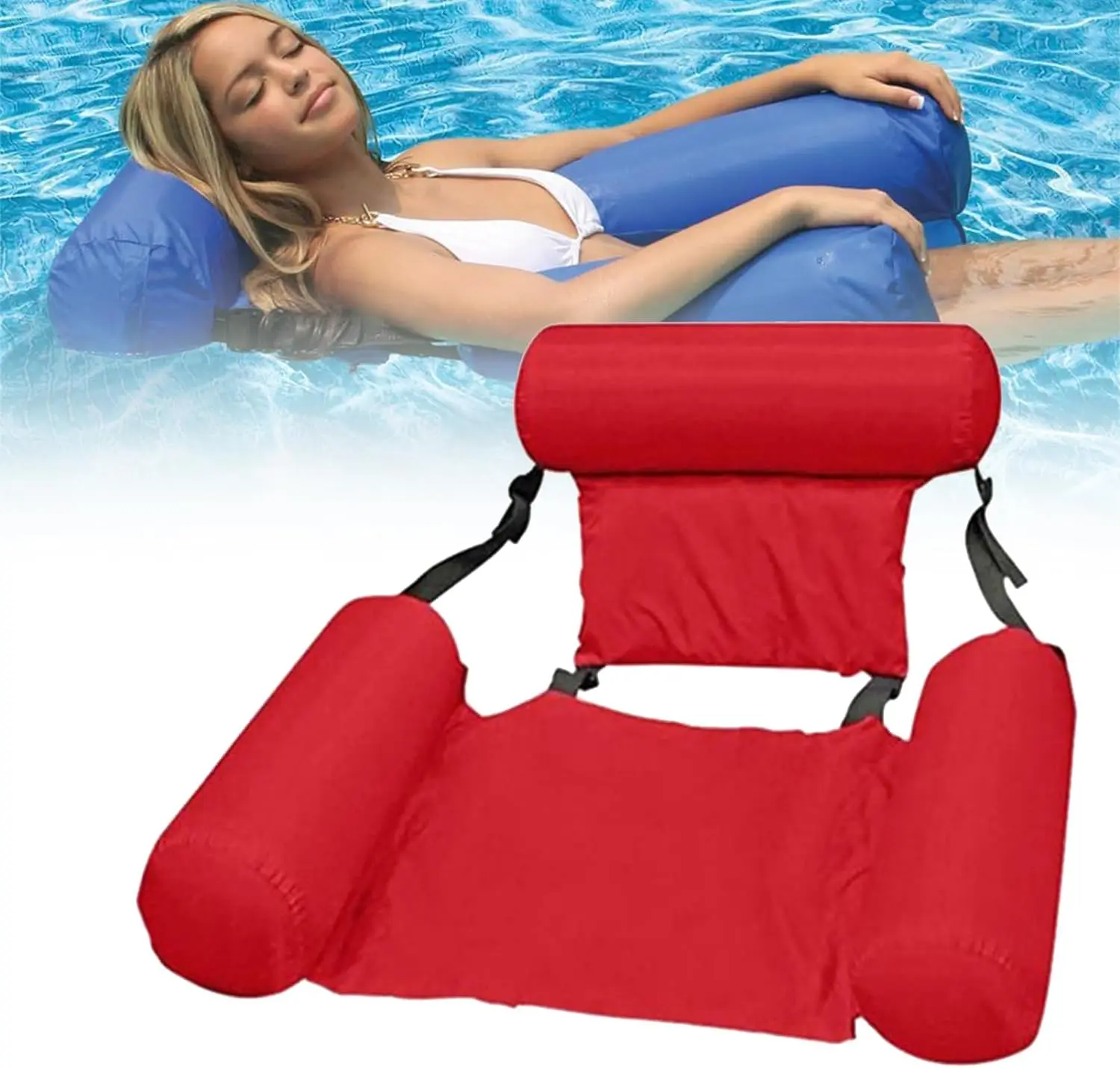 Inflatable Water Chair for Adults Swimming Pool Floats Inflatable Pool Hammock Adjustable Fabric Pool Float Hammock for swimming