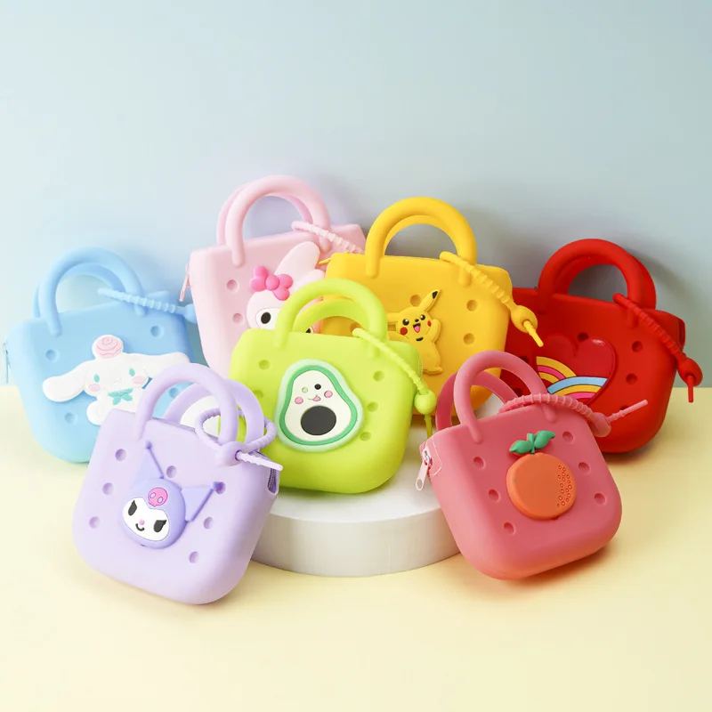 Mobile phone storage bag Diagonal silicone mini coin purse Lightweight and compact new cartoon DIY hole key case