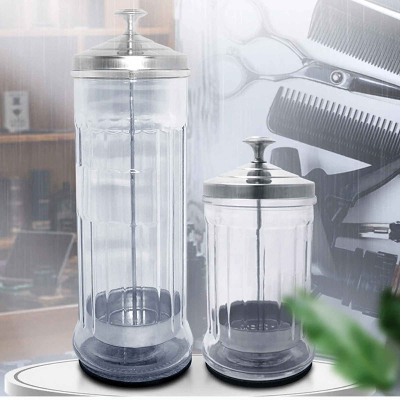 Private Label High Quality Big Size Glass Disinfecting Sterilizer Jar for Barber Shop
