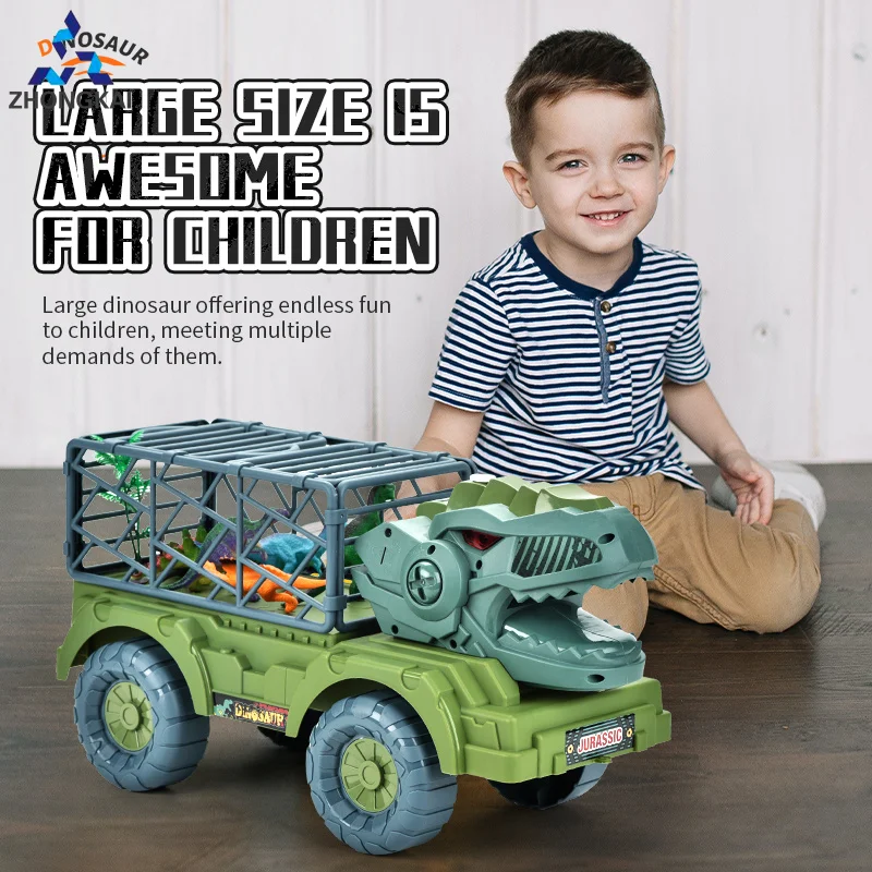 Wholesale 2022 Spray Transport Carrier Plastic Monster Vehicle Toys Pull Line New Dinosaur Truck