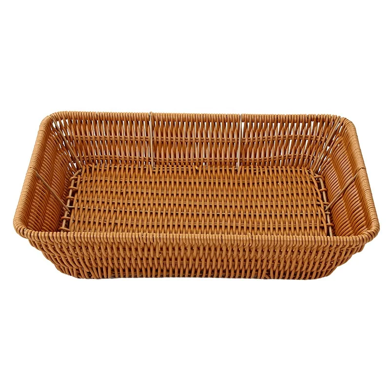 A2609 supermarket grocery basket inventory basket imitation rattan woven fruit bread grocery basket