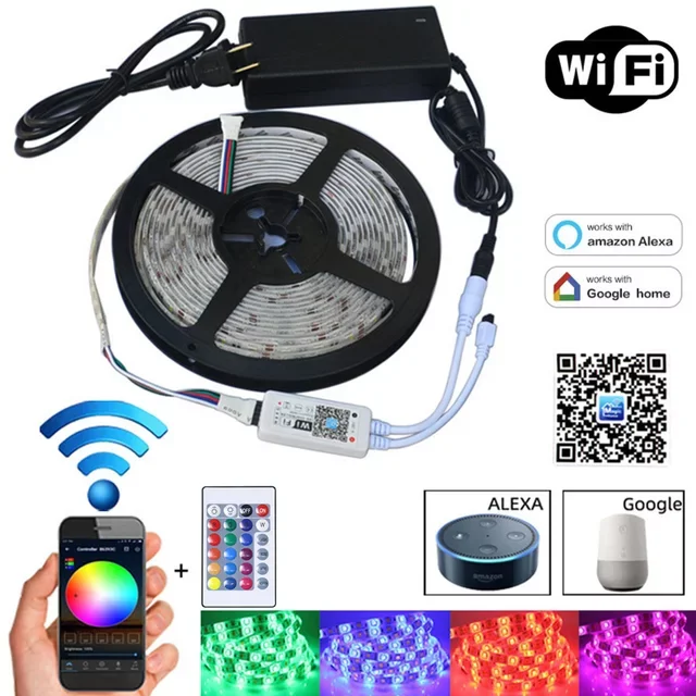 Умный светодио дный RGB полоса света набор 5050 5 м Голосовое управление музыка синхронизация Siri приложение ip65 Водонепроницаемый свет WIFI умный