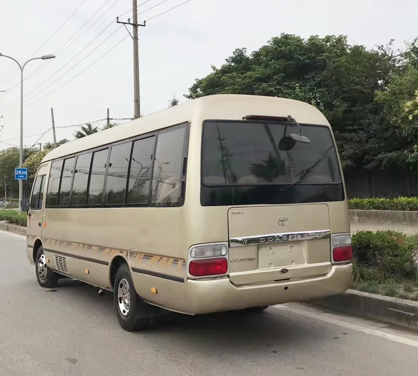 
2016 Cheap Japan Used Good Condition Toyotai Coaster Bus With Diesel Engine 28 seats Golden For Seal 