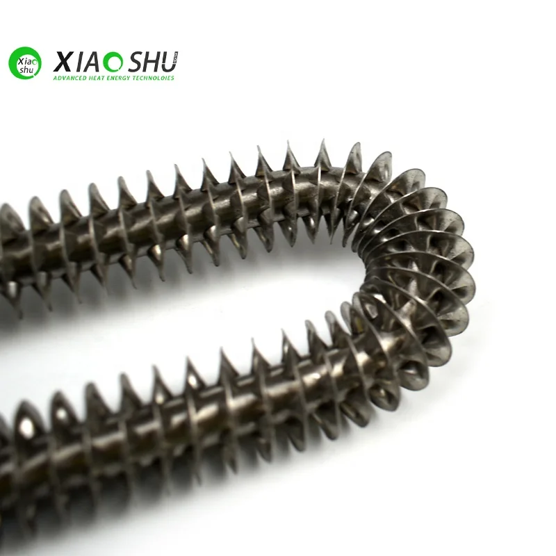 XIAOSHU 230v 500w 1500w 494mm Length Stainless Steel 304 Air Tubular Finned Heater With M14 Screw Connection