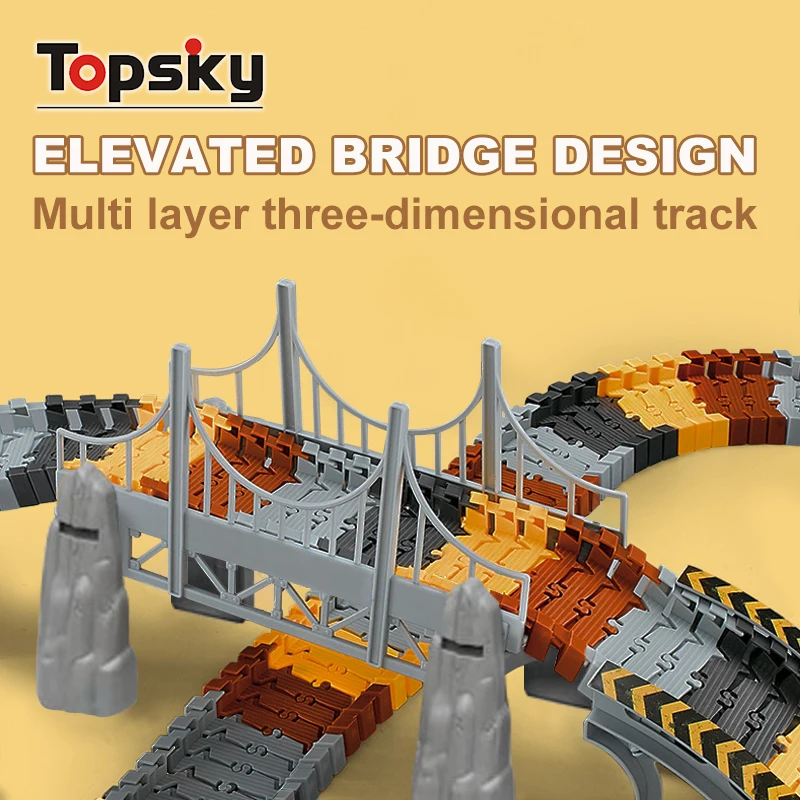 High Quality Diecast Race Tracks Vehicle Toy Boys DIY Assembly Flexible Track Play set with 3 PCS Construction Car for Kids Toys
