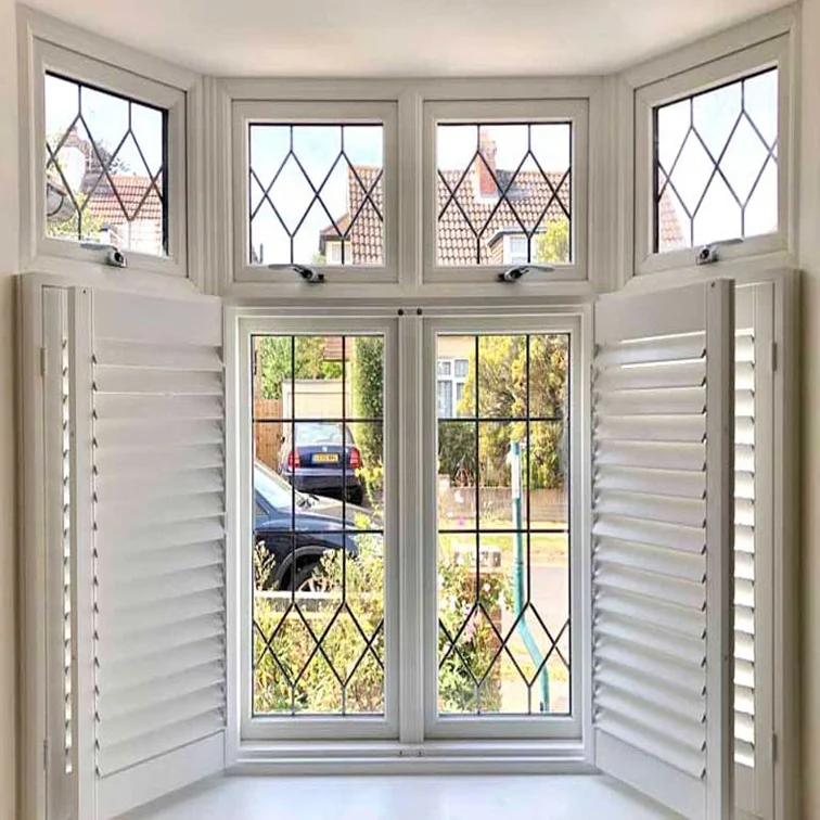 China Factory OEM Various Colors Timber Wood Sale Natural Plantation Blinds Wooden Window Shutters Real Wood Shutters