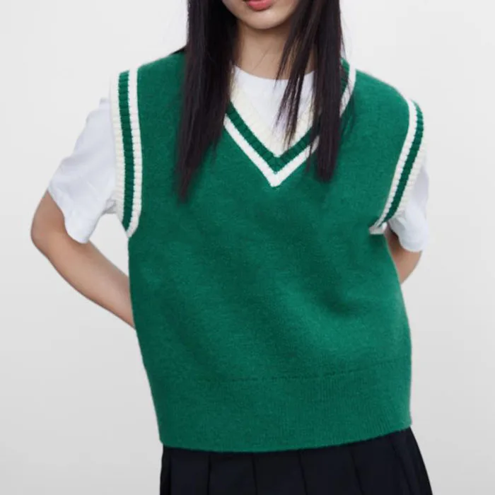 Custom new autumn pullover V-neck sleeveless sweater vest for women