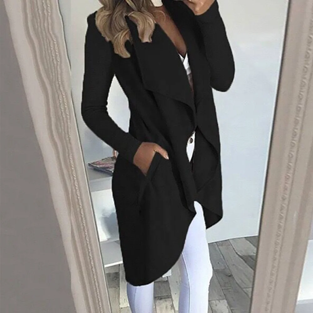 Plus Size Outwear Waterfall Sweater Cardigan Jumper Loose Coats Long Sleeve Jacket for Women