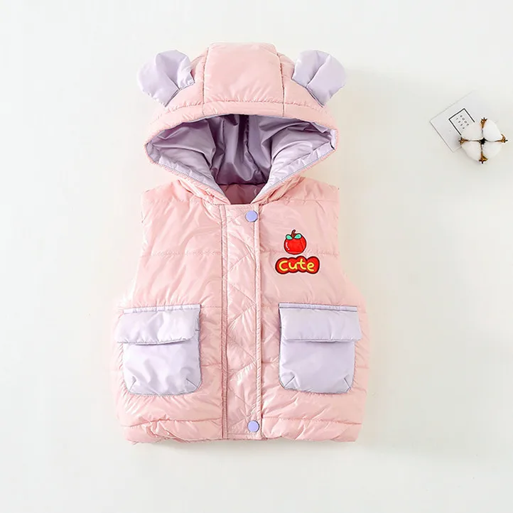 
Child Waistcoat winter Outerwear Coats Kids Clothes Warm Hooded Girls Vest For Age 1-7 Years Old 