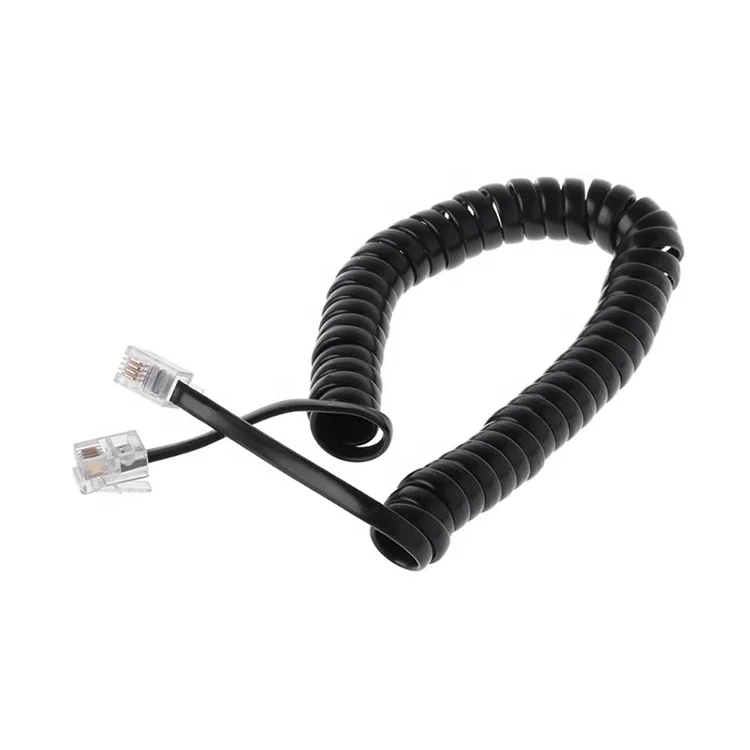 OEM спиральный пружинный RJ9 4P4C RJ11 черный белый плоский Cat3 ADSL телефонный